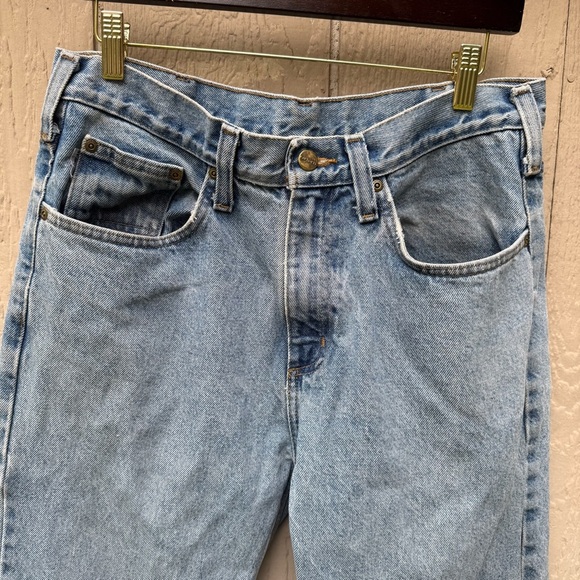 Worn Carhartt Relaxed Jeans Work Pants Men’s 32x34 Light Denim - Picture 2 of 7